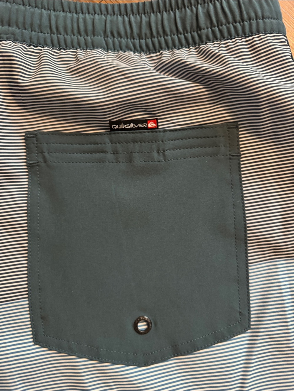 NWT | Quiksilver Teal and White Micro-Striped Boardshorts - Picture 5 of 8
